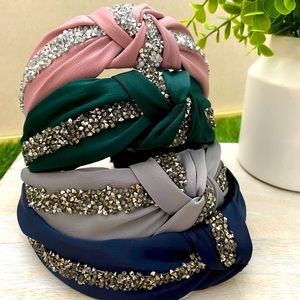 Set of 4 knotted rhinestone headband